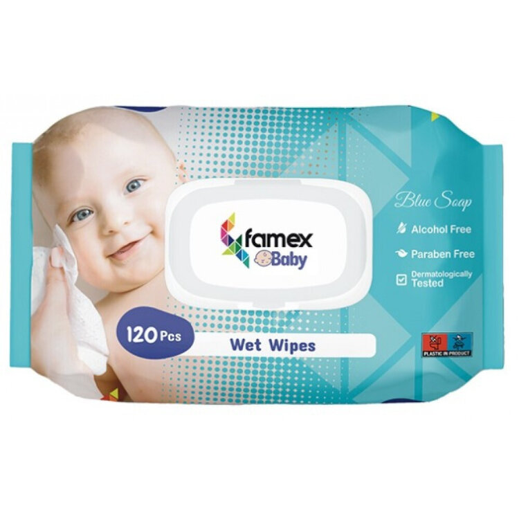 Famex Blue Soap Μωρομάντηλα χωρίς Οινόπνευμα & Parabens 120τμχ