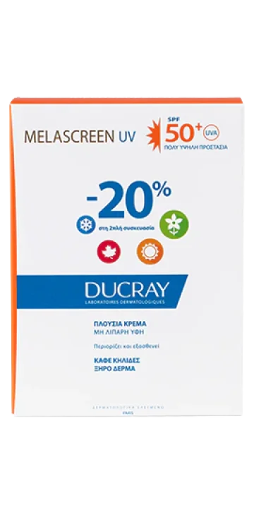 Ducray Promo MELASCREEN UV Αντηλιακή Κρέμα SPF50+ για Ξηρό Δέρμα με Καφέ Κηλίδες Πλούσια Υφή 2x40ml