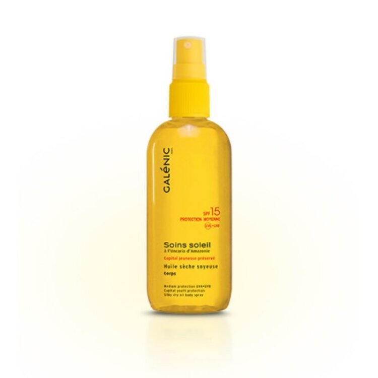 Galenic Soins Soleil Huile Seche Soyeuse Corps Protection Moyenne SPF15 Αντηλιακό Λάδι Σώματος 150ml