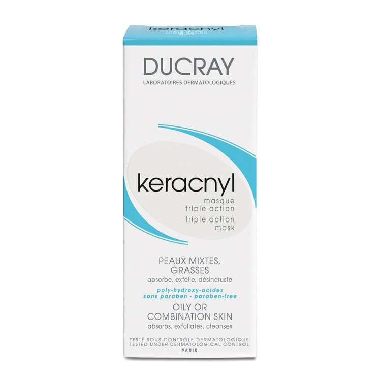 Ducray Keracnyl Masque Triple Action, Μάσκα για Λιπαρό Δέρμα με Ατέλειες 50ml