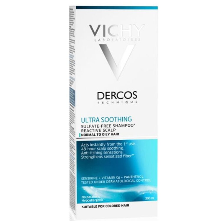 Vichy Dercos Ultra Soothing Καταπραϋντικό Σαμπουάν για Κανονικά - Λιπαρά Μαλλιά, 200ml