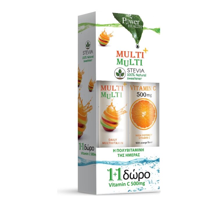 Power Health Multi+Multi Συμπλήρωμα Διατροφής με Γλυκαντικό από Στέβια + Δώρο Vitamin C 500mg