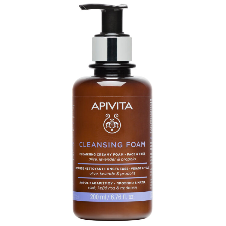 Apivita Cleansing Foam Face & Eyes Κρεμώδης Αφρός Καθαρισμού για Πρόσωπο & Μάτια με Ελιά & Λεβάντα 200ml