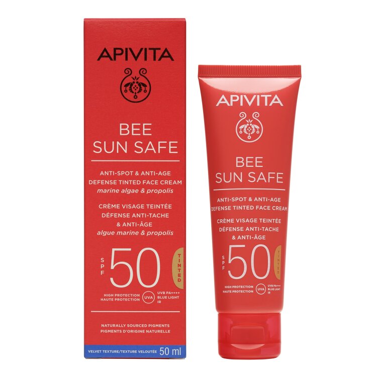 Apivita BEE SUN SAFE Κρέμα Προσώπου κατά των Πανάδων & Ρυτίδων με Χρώμα SPF50 50ml