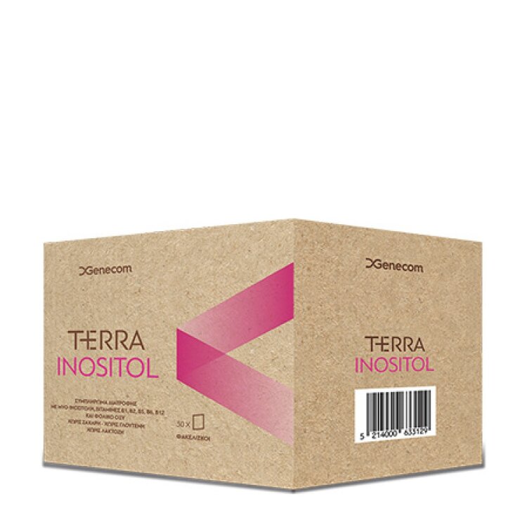 Genecom Terra Inositol Συμπλήρωμα Διατροφής με Ινοσιτόλη - Ρύθμιση της λειτουργίας των ωοθηκών, 30 φακελίσκοι