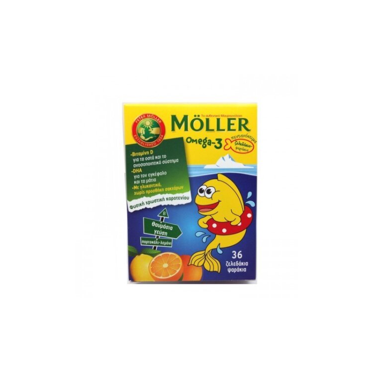 Moller's Omega-3 36 Ζελεδάκια-Ψαράκια με Γεύση Λεμόνι-Πορτοκάλι