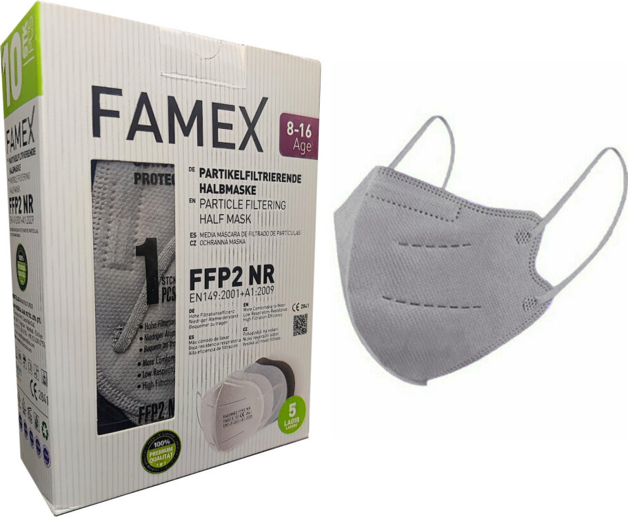 Famex για παιδιά 8-16 FFP2 NR Grey 10pcs