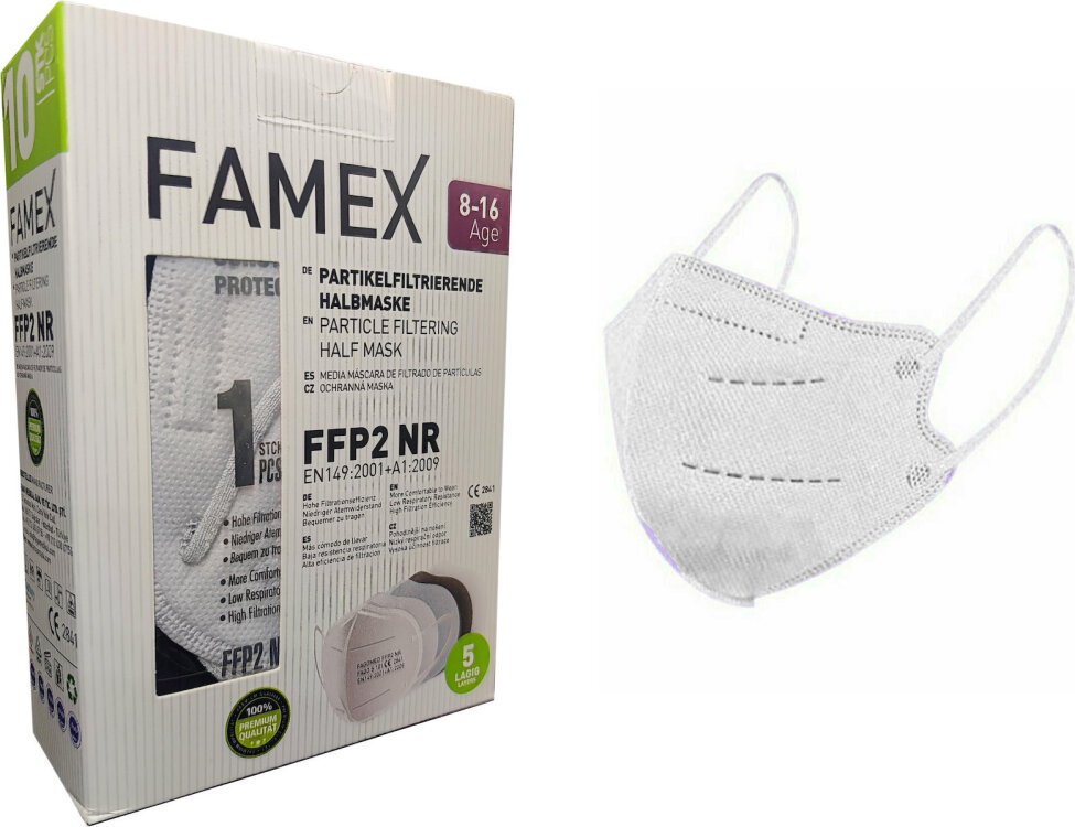 Famex για παιδιά 8-16 FFP2 NR White 10pcs