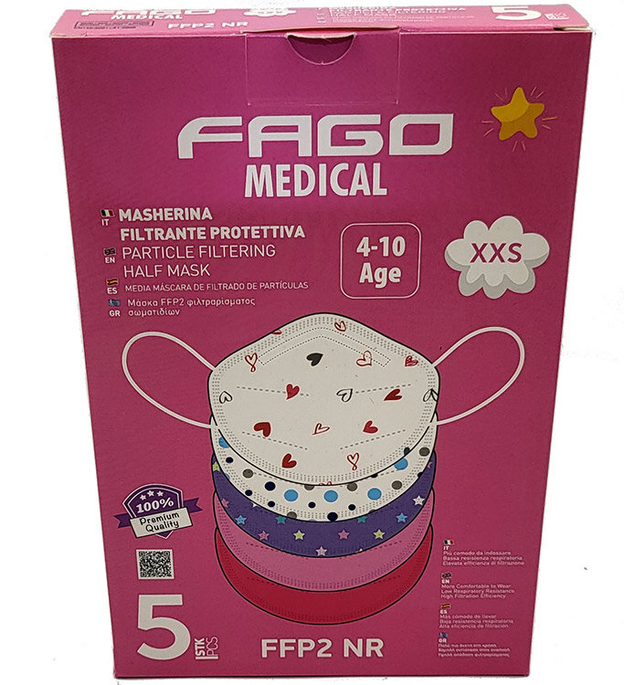 FAGO Medical FFP2 Αποκλειστικά σε Φαρμακεία 5τεμ για Κορίτσια 4-10 ετών