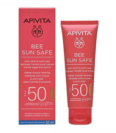 Apivita Bee Sun Safe Anti-spot & Anti-age Tinted Αντηλιακή Κρέμα Προσώπου SPF50 με Χρώμα Golden 50ml