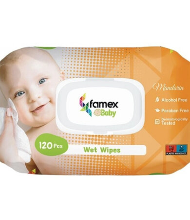 Famex Mandarin Μωρομάντηλα χωρίς Οινόπνευμα & Parabens 120τμχ
