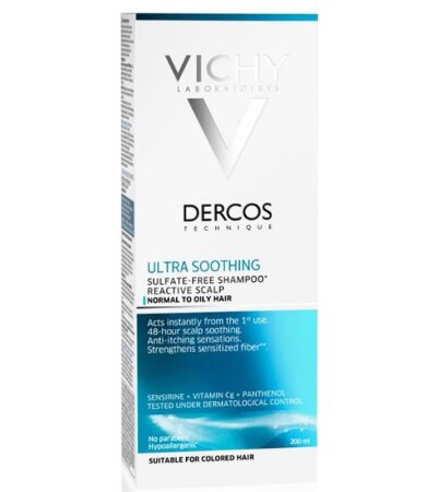 Vichy Dercos Ultra Soothing Καταπραϋντικό Σαμπουάν για Κανονικά - Λιπαρά Μαλλιά, 200ml