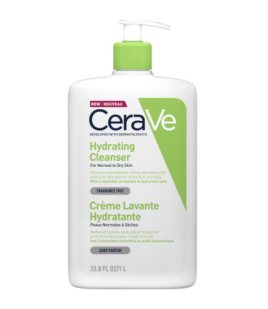 CeraVe Hydrating Cleanser Κρέμα Καθαρισμού για Κανονική - Ξηρή Επιδερμίδα 33.80 OZ 1Lt