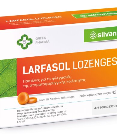 Uplab Larfasol Lozenges Παστίλιες για την Επούλωση των Φλεγμονών της Στοματοφαρυγγικής Κοιλότητας 18τμχ
