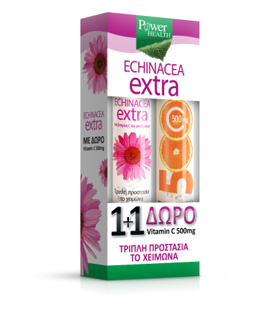 Power Health Echinacea Extra με Στέβια 24 Αναβρ. Δισκία & ΔΩΡΟ Vitamin C 500mg 20 Αναβρ. Δισκία