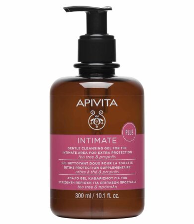 Apivita Intimate Plus - Απαλό Gel Καθαρισμού Για Την Ευαίσθητη Περιοχή Για Επιπλέον Προστασία Με Αντλία 300ml