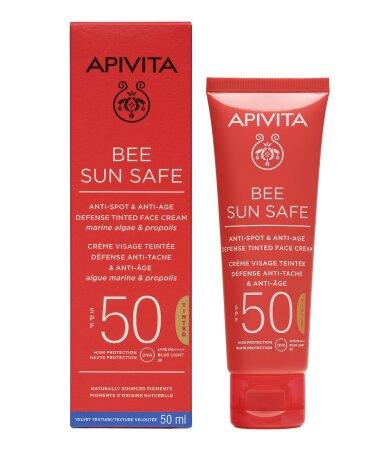 Apivita BEE SUN SAFE Κρέμα Προσώπου κατά των Πανάδων & Ρυτίδων με Χρώμα SPF50 50ml
