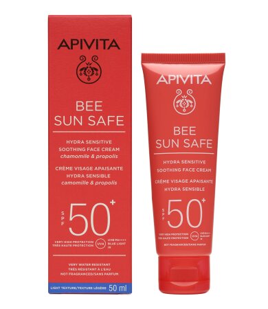 Apivita BEE SUN SAFE Καταπραϋντική Κρέμα Προσώπου για Ευαίσθητες Επιδερμίδες SPF50 50ml