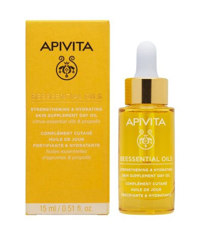 Apivita Beessential Oils Έλαιο Προσώπου Ημέρας Συμπλήρωμα Ενδυνάμωσησς & Ενυδάτωσης 15ml