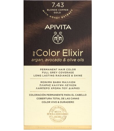 Apivita My Color Elixir Βαφή Μαλλιών 7.43 Ξανθό Xάλκινο Mελί