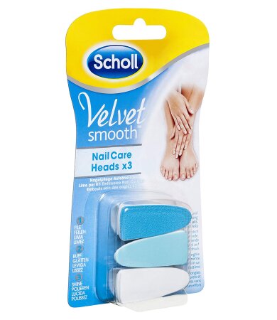 Scholl Velvet Smooth Nail Care Heads Ανταλλακτικές Κεφαλές Ηλεκτρικού Συστήματος Περιποίησης Νυχιών 3τεμ.