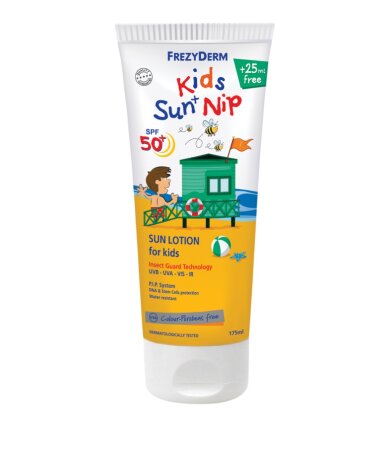 Frezyderm Kids Sun + Nip SPF50+ Παιδικό Αντηλιακό με Εντομοαπωθητικές Ιδιότητες 175ml
