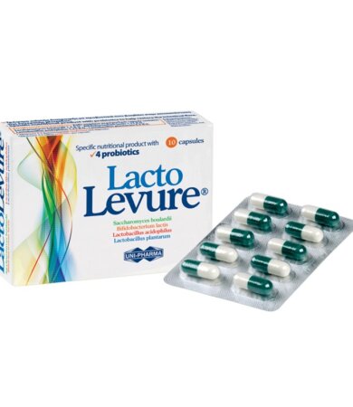 Uni-Pharma Lacto Levure Συμπλήρωμα Διατροφής με 4 Προβιοτικά 10 Κάψουλες