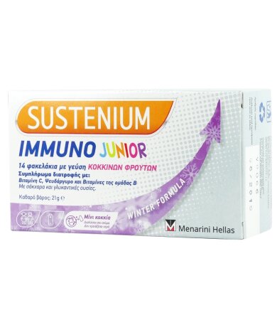 Menarini Sustenium Immuno Junior Παιδικό Συμπλήρωμα Διατροφής με Γεύση Κόκκινων Φρούτων 14Φακελάκια