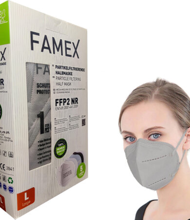 Famex FFP2 NR GREY LARGE 10pcs Particle Filtering Half Mask