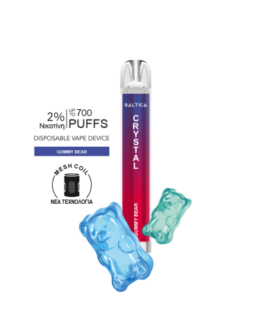 Saltica Crystal Ηλεκτρονικό Τσιγάρο 700 Εισπνοές 2% Νικοτίνη Gummy Bear