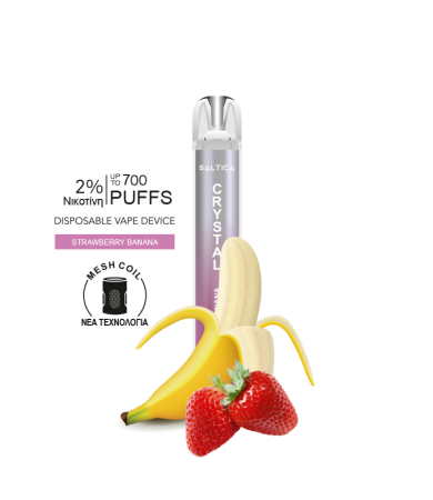 Saltica Crystal Ηλεκτρονικό Τσιγάρο 700 Εισπνοές 2% Νικοτίνη Strawberry Banana